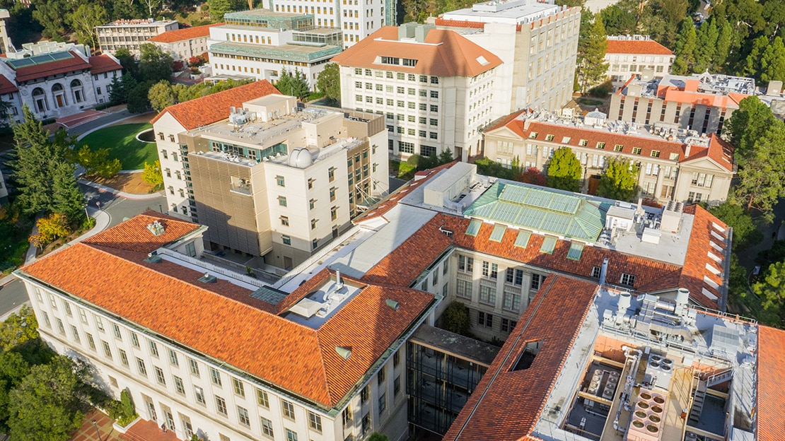 UC Berkeley campus with modern buildings and trees.