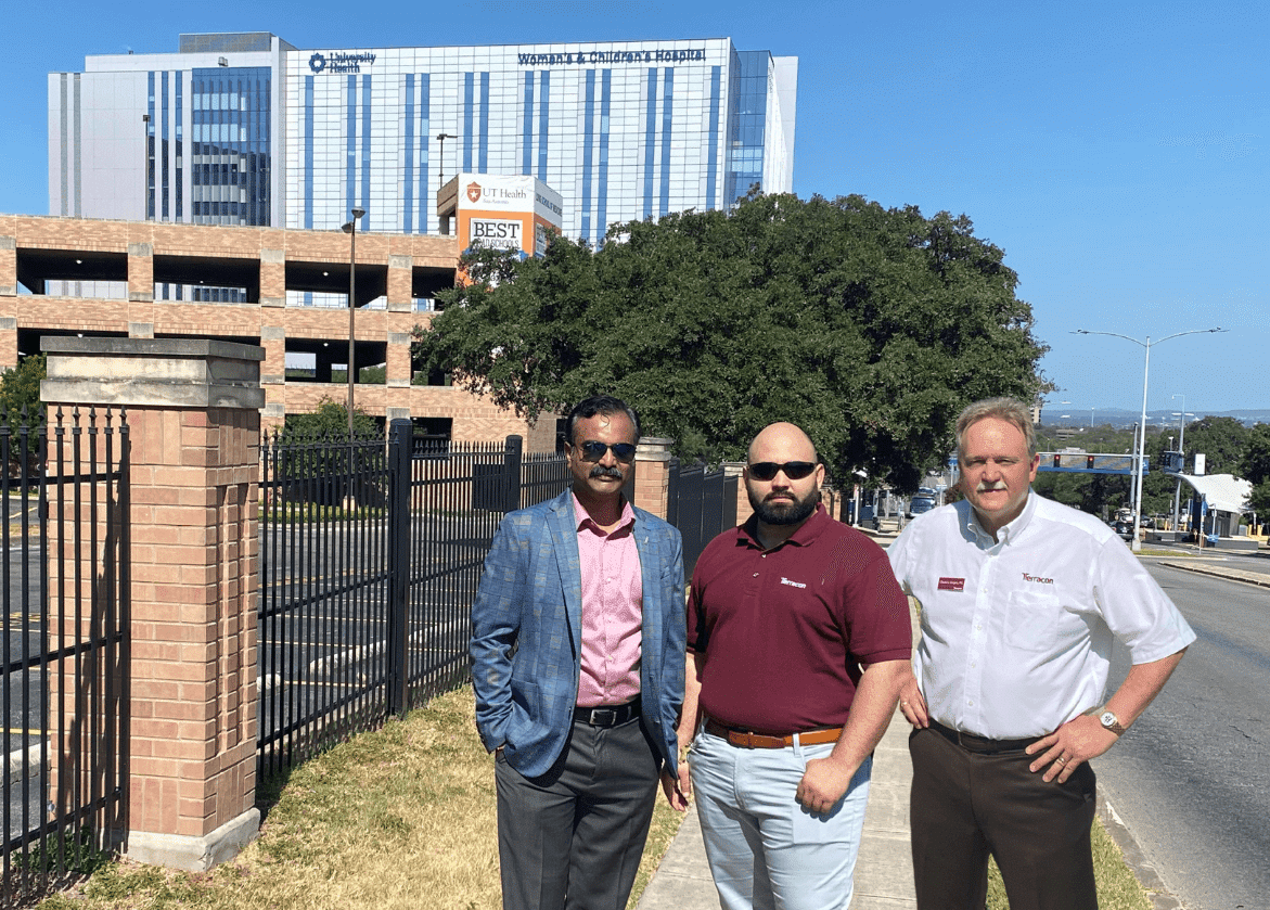 Terracon engineers pose in front of completed Women and Children’s Health Center in San Antonio, TX