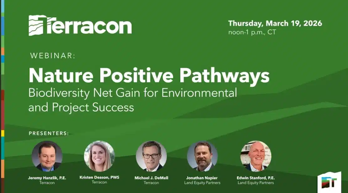 Nature Positive Pathways webinar title sheet with speaker headshots and names along the bottom.